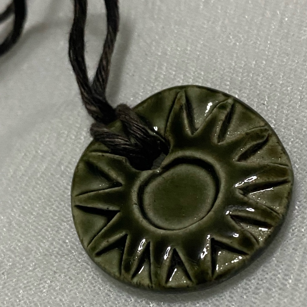 Green Sunburst Pendant Necklace
